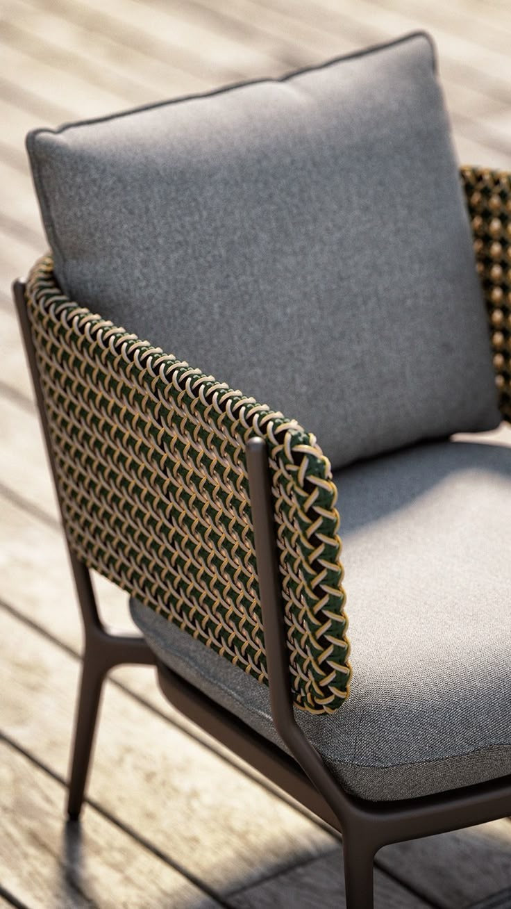 Cesto dining chair — close-up of woven back panel and metal frame junction — Minosé