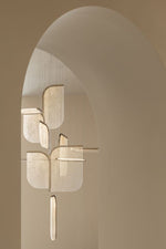Load image into Gallery viewer, Foglia single pendant light — architectural rendering showing modular element stacking — Minosé
