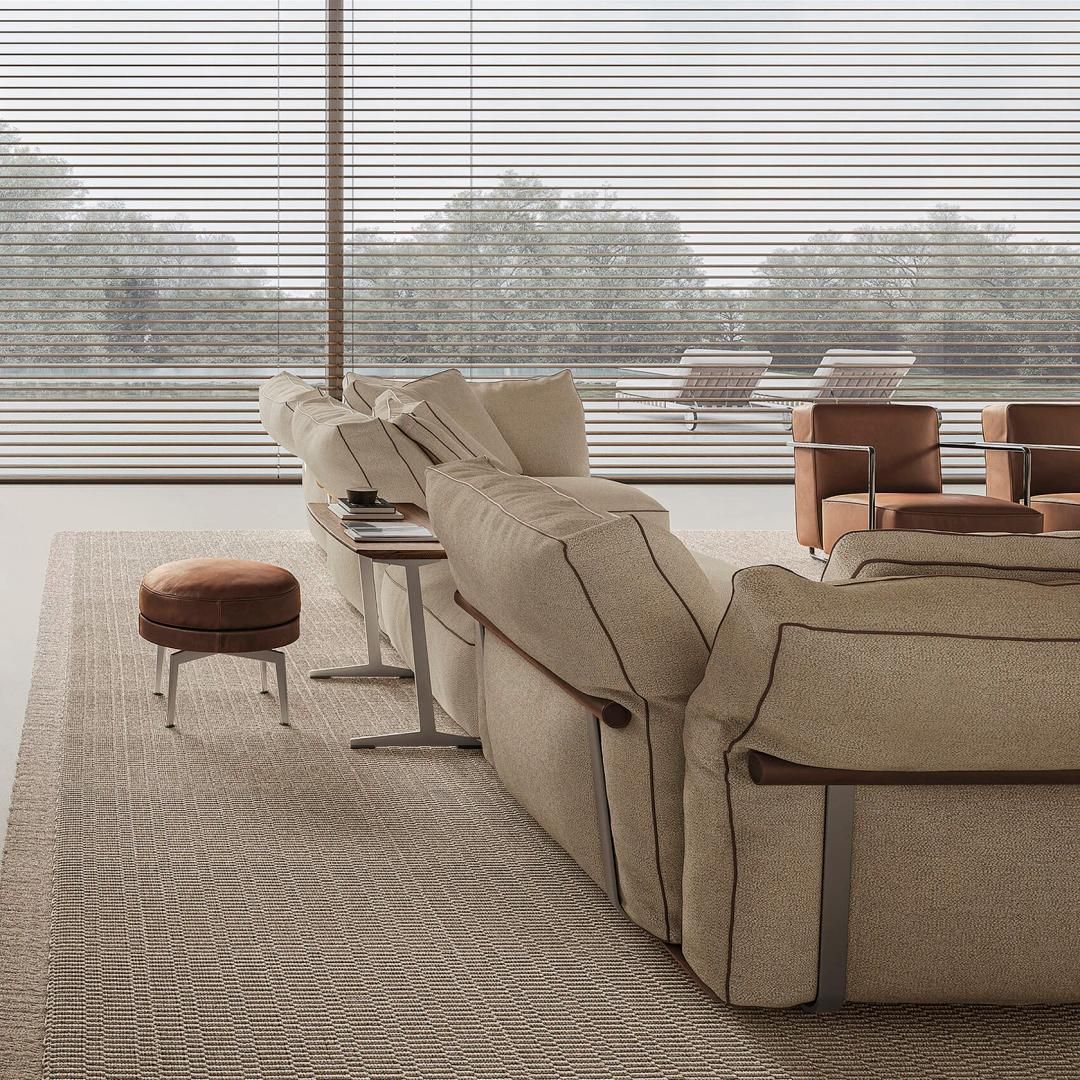 Dorsale — Modular Linen Sofa with Back Rail Detail