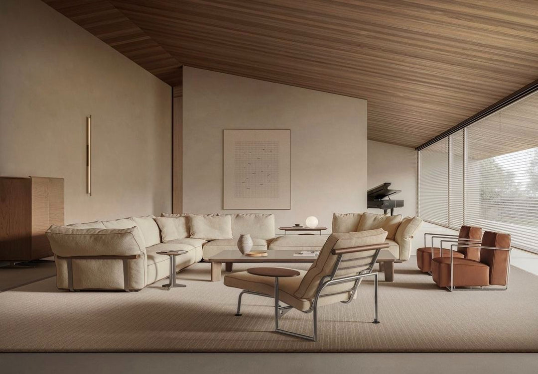 Dorsale — Modular Linen Sofa with Back Rail Detail
