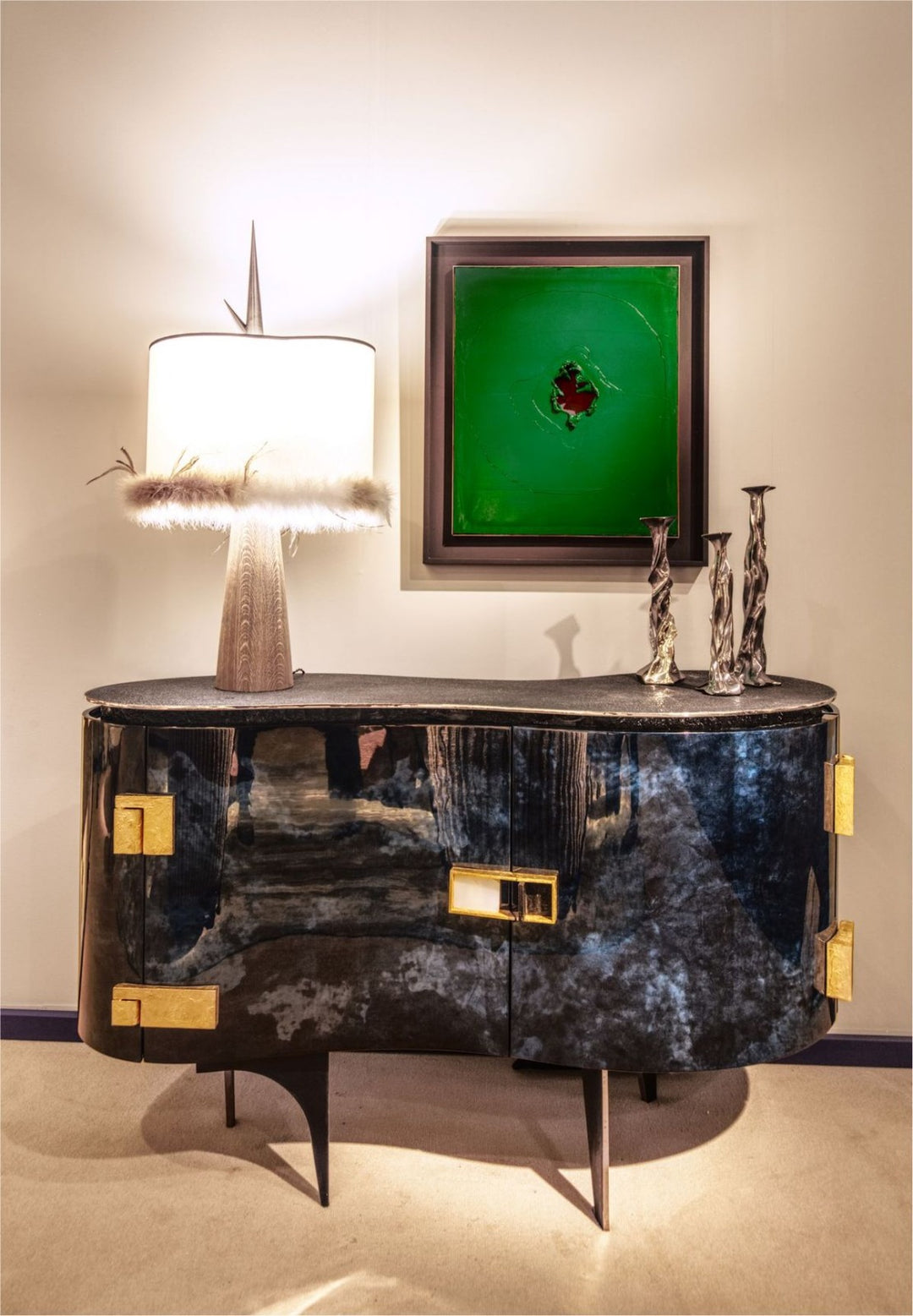 Minosé Noir Crescent Console Cabinet