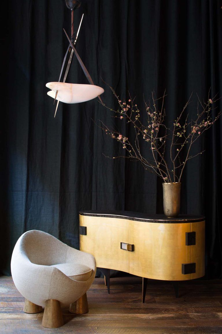 Minosé Noir Crescent Console Cabinet